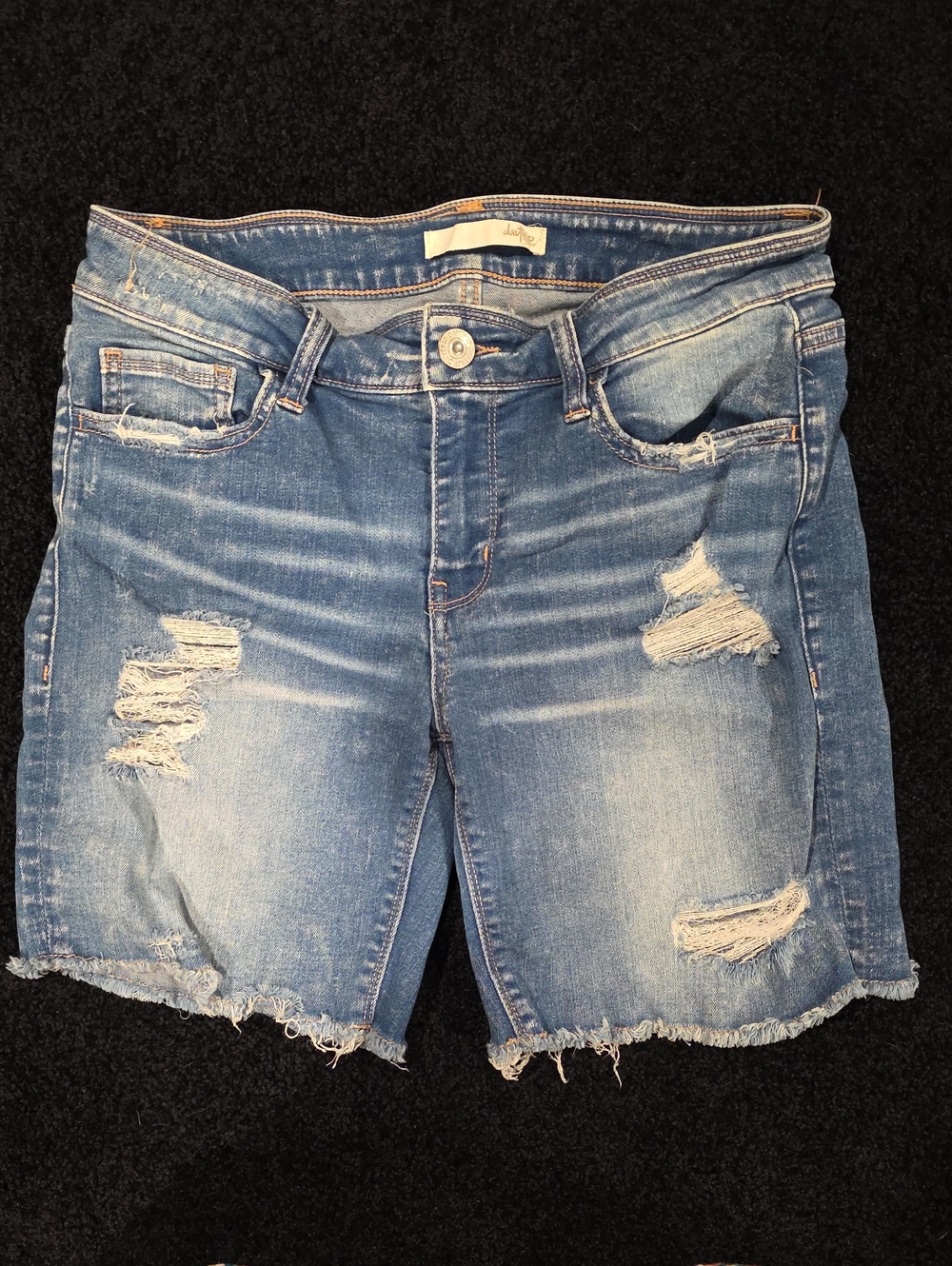 Daytrip Distressed Light Blue Denim Shorts with Frayed Hem